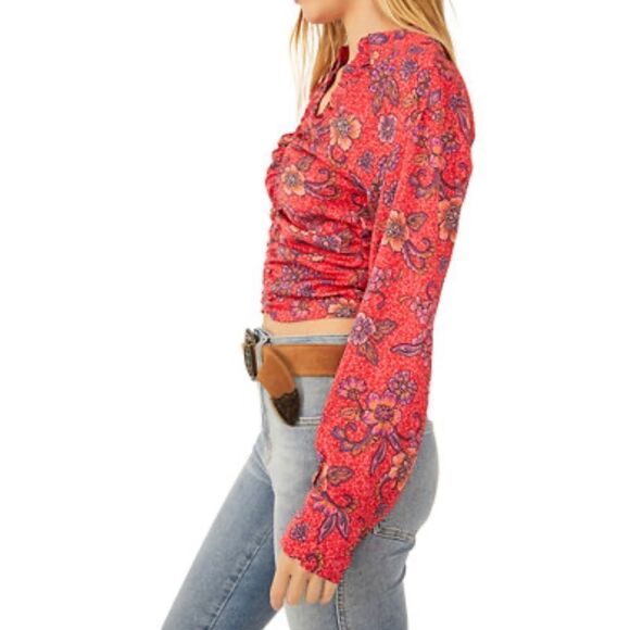 Free People I Got You Printed Floral Ruched Crop Top - Picture 3 of 11